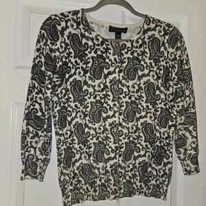 Cable & Gauge Paisley Cardigan With Rhinestone Buttons Size S